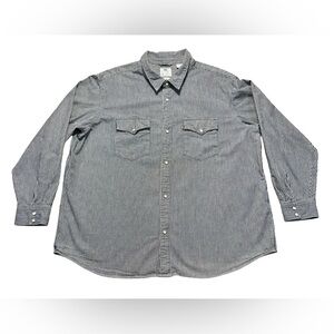 Levi’s Men’s 2XL Relaxed Fit Western Shirt Dark Indigo Striped Pearl Snap